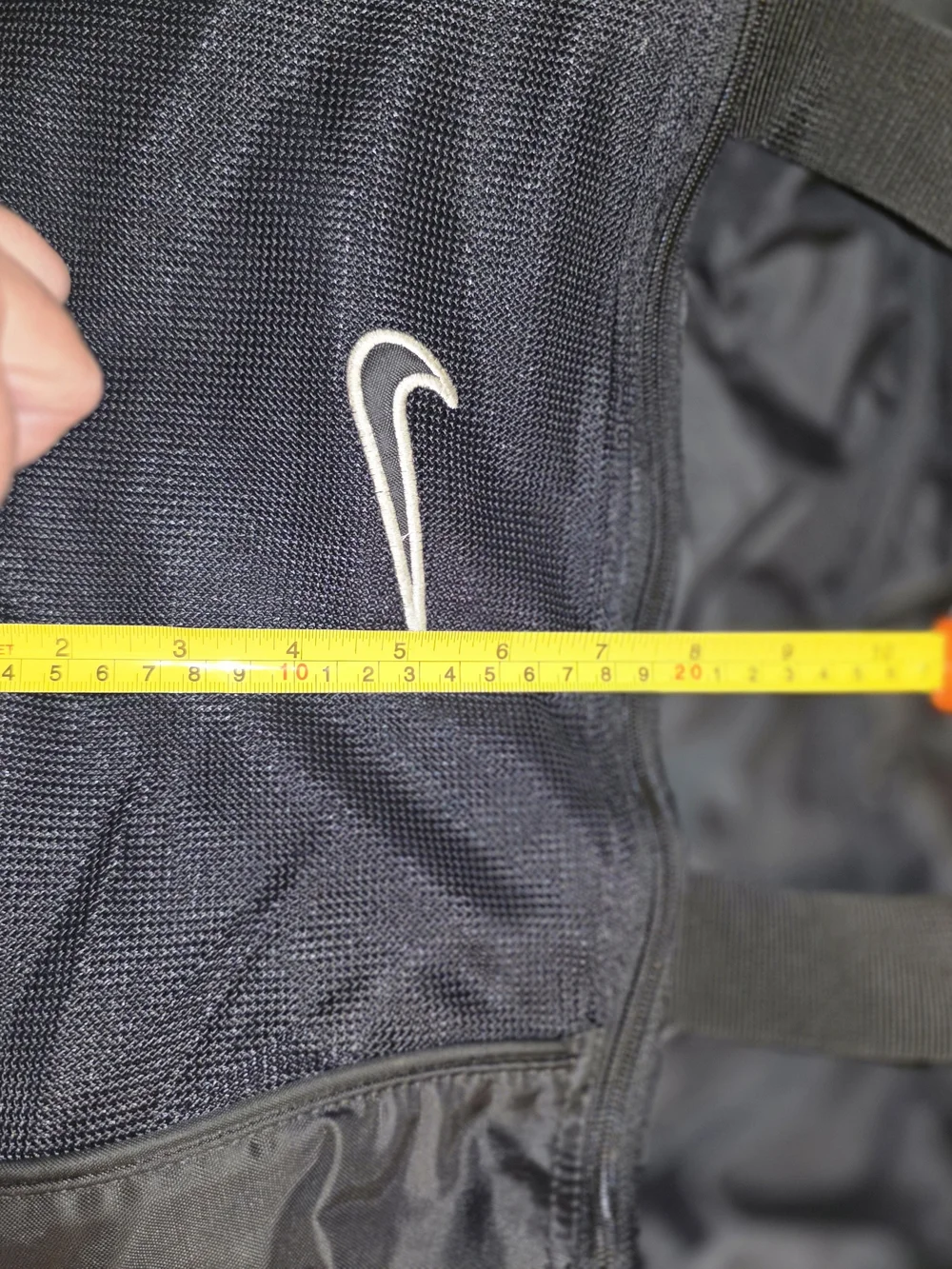 Nike Black Duffel Bag with White Swoosh